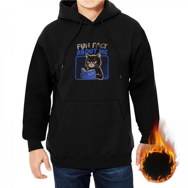 Fun Fact About Me Grumpy Cat Reading Book Graphic Hoodie