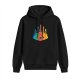 Black Hoodie With Colorful Cartoon Guitars Graphic