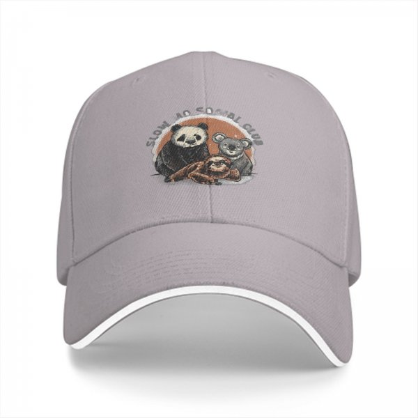 Slow Is Social Club Cap With Panda Koala And Sloth Art