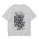 Olive green t-shirt with meditating cat and 'namastay away from me' print