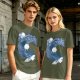 Olive T-Shirt With Two Facing Fantasy Figures And Orb Art Print