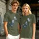 Olive T-Shirt With Rock Paper Scissors Cartoon Characters
