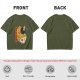 Olive T-Shirt With Ramen Bowl Graphic and Vertical Text Print