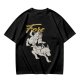 Olive graphic t-shirt with wolf rider and 'Fore' text print