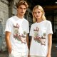 Olive green graphic tee with a sloth relaxing between anthropomorphic coffee mugs