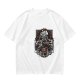 Olive T-shirt with Gothic Anime Character Group Graphic Print
