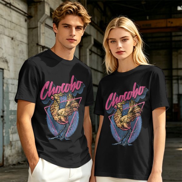Olive Chocobo Graphic T-Shirt with Retro 80s Style Print
