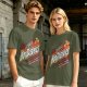 Olive green graphic t-shirt with Hot Trekkies Star Trek themed print