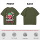 Olive graphic t-shirt with crying strawberry and 'berry stressed' text