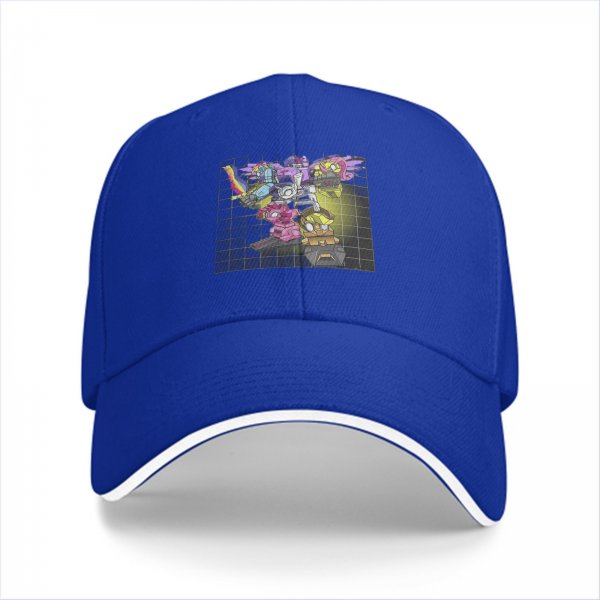 Black Baseball Cap with Robot Pony Mashup Graphic Print