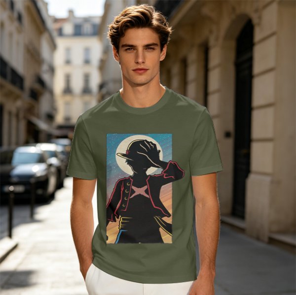 Olive Anime Character Silhouette Graphic T-Shirt