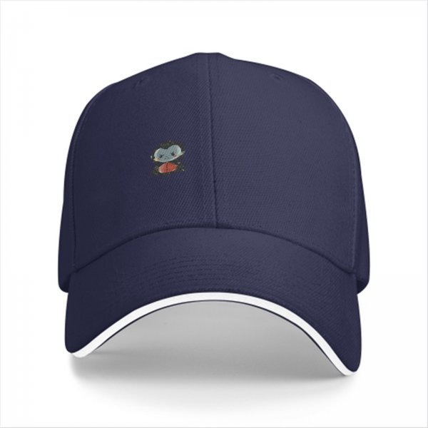 Black baseball cap with cute vampire bat graphic