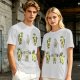 Olive Green T-Shirt with Cartoon Avocado Fitness Characters Print