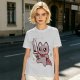 Olive T-shirt with cute warrior cat holding a sword graphic