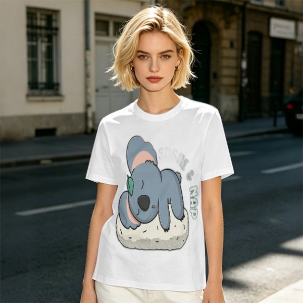 Olive T-Shirt with Sleeping Koala Nap Graphic