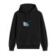 Black Hoodie with Cute Cat Using Laptop Graphic