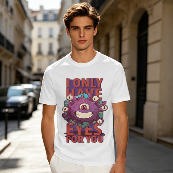 Olive T-Shirt With Beholder Monster 'I Only Have Eyes For You' Print