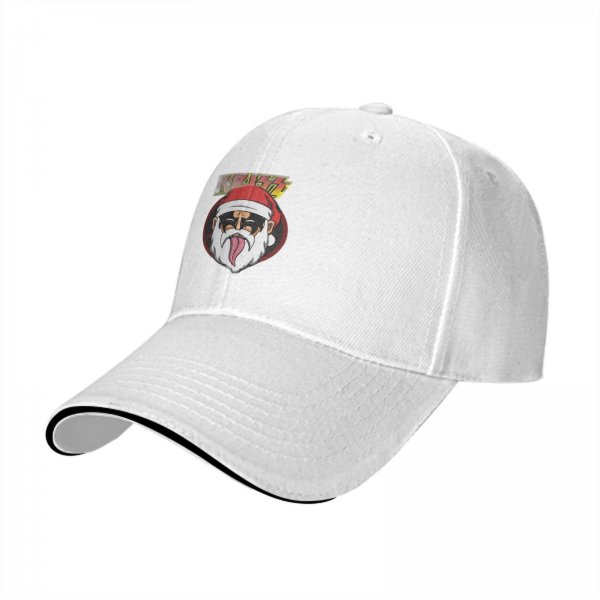 Black Baseball Cap With Rock Santa Claus Graphic For Christmas
