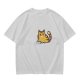 Olive Green T-Shirt With Grumpy Orange Tabby Cat Graphic