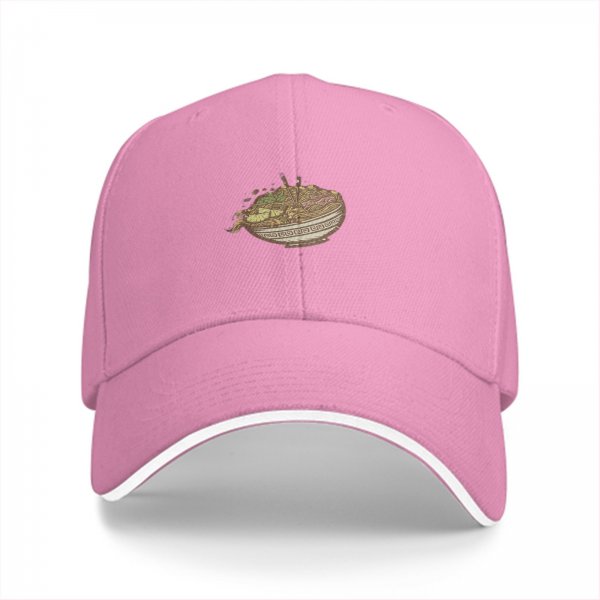 Black Baseball Cap With Ramen Bowl Graphic Design