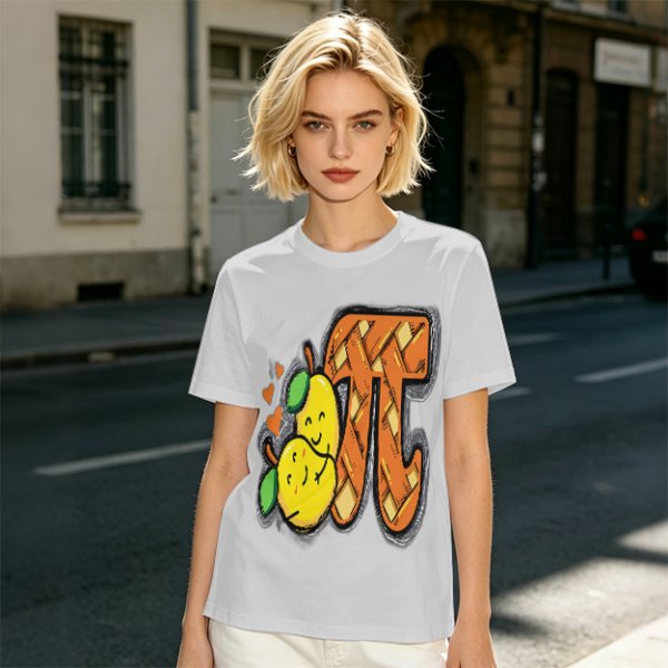 Olive green t-shirt with pear pi pie graphic design