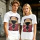 Olive T-shirt with Glitch Art Monkey D Luffy Straw Hat Print