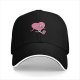 Black baseball cap with sad running pink heart graphic
