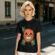 Olive T-Shirt with Smiling Pumpkin Corn Crossbones Graphic