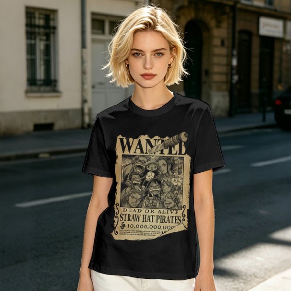One Piece Straw Hat Pirates Wanted Poster Graphic T-Shirt