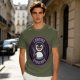 Olive t-shirt with angry penguin holding knife and I Choose Violence print