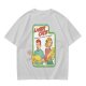 Olive graphic tee with Laser Cats retro comic print of kids holding laser cats