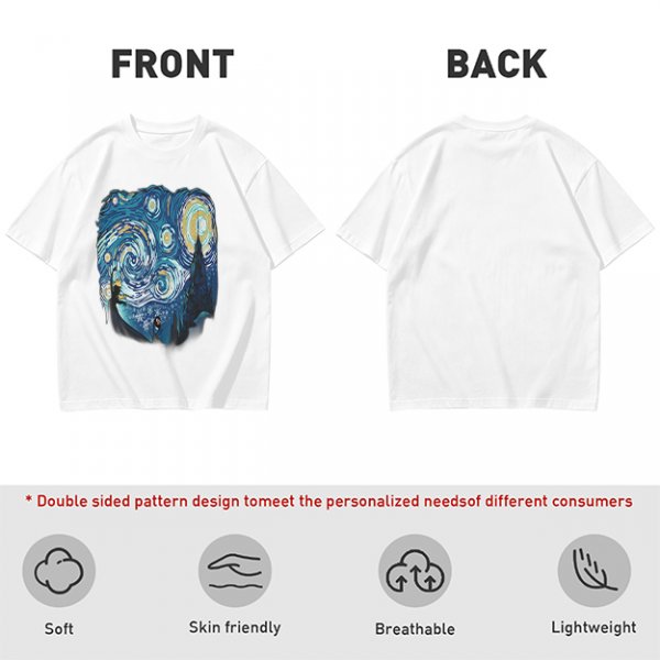 Olive T-Shirt with Starry Night Art Print