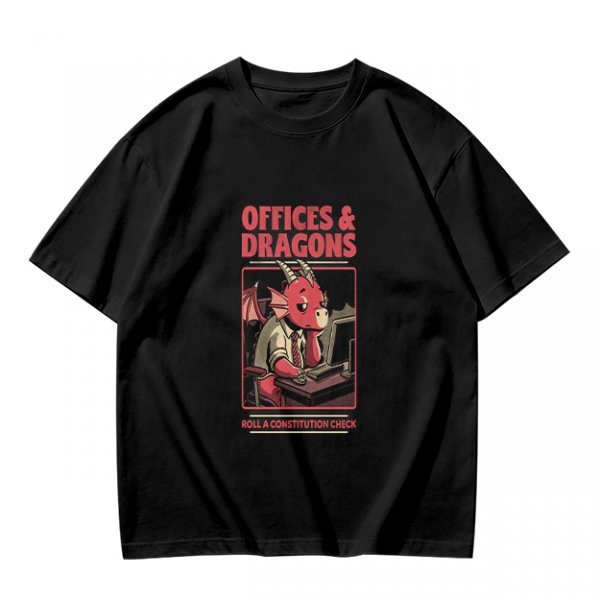 Offices & Dragons T-Shirt with Bored Office Dragon Art