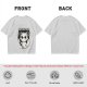 Olive graphic t-shirt with angry cartoon cat holding knife