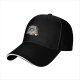 Black Baseball Cap With Cute Raccoon Working On Laptop Print