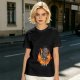 Olive T-Shirt With Cartoon Goat On Flames And Skulls Print