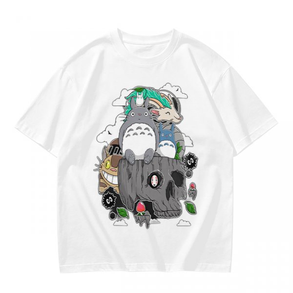 Olive T-shirt with Studio Ghibli Totoro and Spirited Away Characters Print