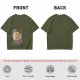 Olive T-shirt with cartoon pizza running on treadmill graphic