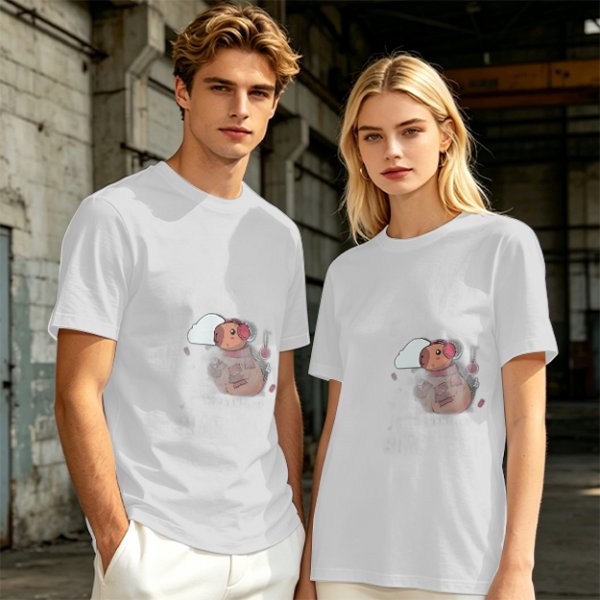 Olive Green T-Shirt With Cute Cartoon Pig Print