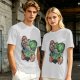 Olive T-shirt with Mario and Yoshi artistic graphic print