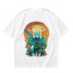 Olive Green T-Shirt With Fantasy Hero Silhouette Landscape Art