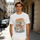 Olive t-shirt with Japanese octopus sushi warrior wave graphic