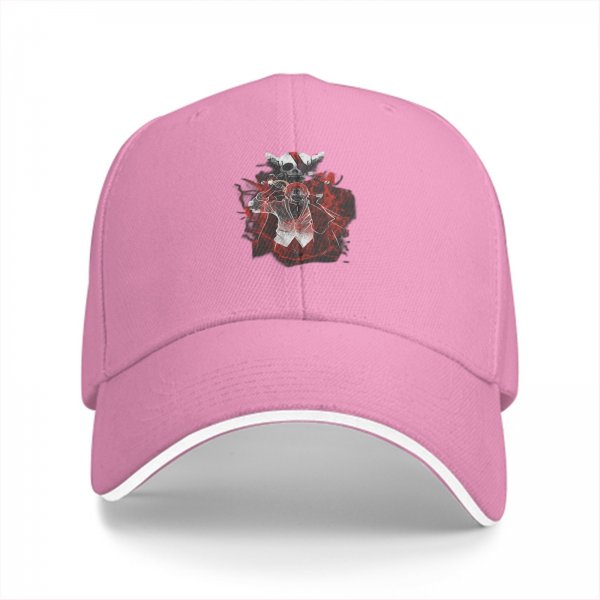Black Baseball Cap With Skull And Red Abstract Graphic Print