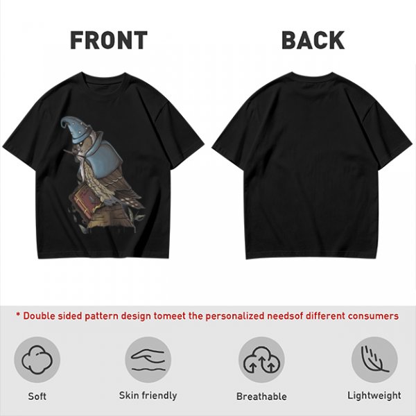 Owl Wizard With Spell Book Graphic Tee