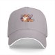 Black baseball cap with a cheerful fox holding chainsaws graphic