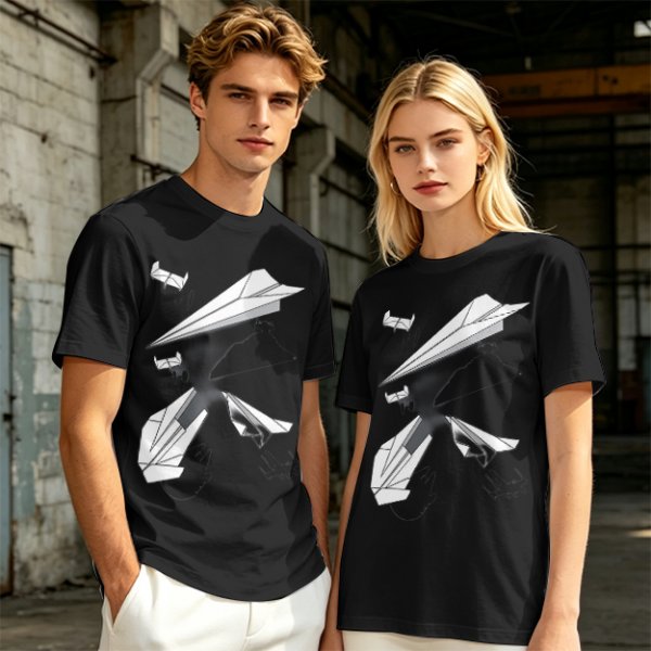 Olive T-Shirt with Paper Airplane Star Wars Inspired Print