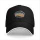 Black Baseball Cap With Space Pizza Slice Graphic Design