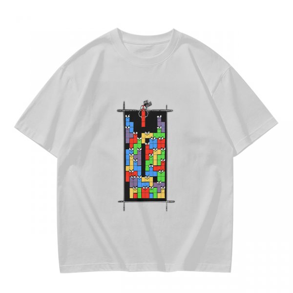 Olive T-Shirt With Tetris Block Character Print