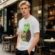 Olive Green T-Shirt With Cute Turtle Holding Coffee Cup Print