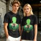 Olive Anime T-Shirt With Samurai Warrior Silhouette Art